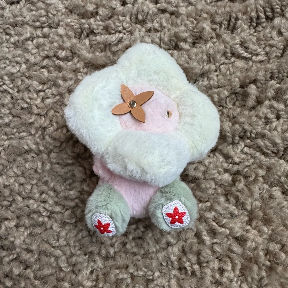 Sunflower Fluffy Plush Keychain/ Bag Charm‎ with Flower Accent